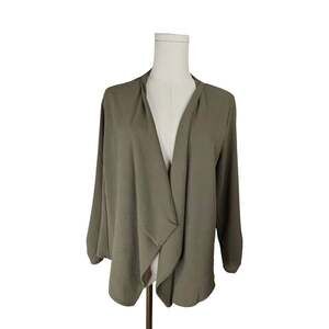 Olive Green Open Front Drape Cardigan Jacket Sz. Small